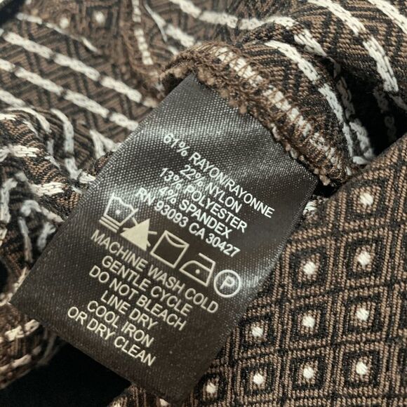 Zozo Womens Casual Pants Geometric Slit Hem Brown Size 8 - Picture 6 of 9